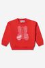 Baby Unisex Cotton Teddy Bear Logo Sweatshirt in Red