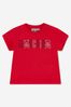 Baby Unisex Cotton Teddy Toy Logo T-Shirt in Red
