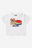 Baby Unisex Cotton Summer Teddy Toy T-Shirt in White
