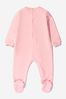 Baby Girls Cotton Teddy Bear Logo Babygrow in Pink