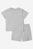Baby Unisex Cotton Summer Teddy Shorts Set in Grey