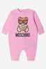 Baby Girls Cotton Teddy Toy Babysuit In A Gift Box in Pink