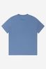 Boys Cotton Short Sleeve Logo Print T-Shirt in Blue