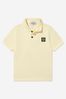 Boys Cotton Logo Polo Shirt in Cream