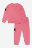 Boys Cotton Branded Tracksuit in Pink