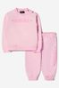 Baby Girls Cotton Logo Tracksuit in Pink