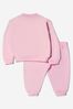 Baby Girls Cotton Logo Tracksuit in Pink
