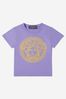 Girls Cotton Jersey Medusa Logo T-Shirt in Lilac