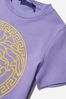 Girls Cotton Jersey Medusa Logo T-Shirt in Lilac