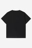 Girls Cotton Jersey Embroidered Logo T-Shirt in Black