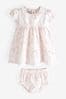 Pink The Little Tailor Pink Woodland Baby Dress And Bloomer Set