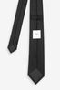 Black/White Slim Silk Wedding Tie And Pocket Square Set