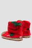 Boys Holiday Moose Fleece Slippers in Red