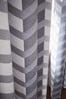 Hyperion Grey Silver Evander Geo Velour Digital Print Eyelet Curtains