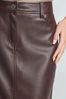 Chocolate Brown PU Faux Leather Column Skirt