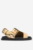 Kids Leather Check Buckled Sandals in Beige
