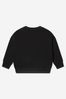 Boys Cotton Logo Print Sweatshirt in Black