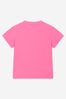 Girls Pink Cotton Branded T-Shirt