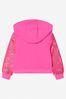 Girls Pink Hooded Zip Up Top With Sequinned Sleeves