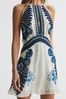 Reiss Blue Brianna Printed Halter Neck Mini Dress