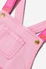 Girls Cotton Logo Strap Dungaree Dress in Pink