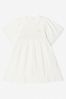 Girls Ivory Cotton Branded Dress