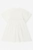 Girls Ivory Cotton Branded Dress