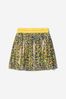 Girls Cheetah Print Pleated Skirt in Yellow