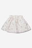 Girls Brocade Flower Skirt in White