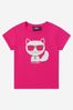 Girls Choupette Print Jersey T-Shirt in Pink