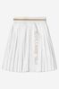 Girls Mid Length Pleated Skirt in White