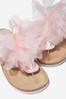 Girls Tulle Flower Glitter Sandals in Pink