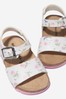 Girls Faux Leather Rose Print Sandals in Ivory