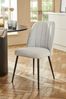 Set of 2 Fine Chenille Light Grey Stella Non Arm Dining Chairs