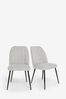Set of 2 Fine Chenille Light Grey Stella Non Arm Dining Chairs