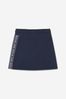 Girls Cotton Fleece Jacquard Logo Skirt in Navy