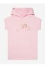 Girls Cotton Fleece Hooded Logo Dress in Pink