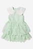 Girls Floral Guipure Lace Dress in Green
