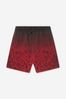 Boys Cotton Leopard Bermuda Shorts in Black/Red