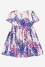 Girls Cotton Wisteria Print Dress in Purple