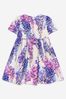 Girls Cotton Wisteria Print Dress in Purple