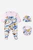 Baby Girls Cotton Babygrow 3 Piece Gift Set in Multicoloured