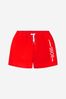 Baby Boys Logo Print Swim Shorts in Red