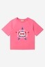 Kids Cotton Jersey Star Logo T-Shirt in pink