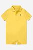 Baby Boys Cotton Polo Romper in Yellow