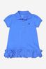 Baby Girls Cotton Ruffle Polo Dress in Blue
