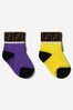 Unisex Cotton Logo Trim Socks Set 2 Pack in Yellow