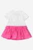 Baby Girls Cotton Logo Dress in Pink