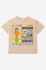 Boys Cotton Gamer Print T-Shirt in Beige