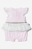 Baby Girls Tulle Trim Romper in Pink